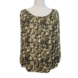 Michael Kors long slitted sleeve sheer layered blouse green size small